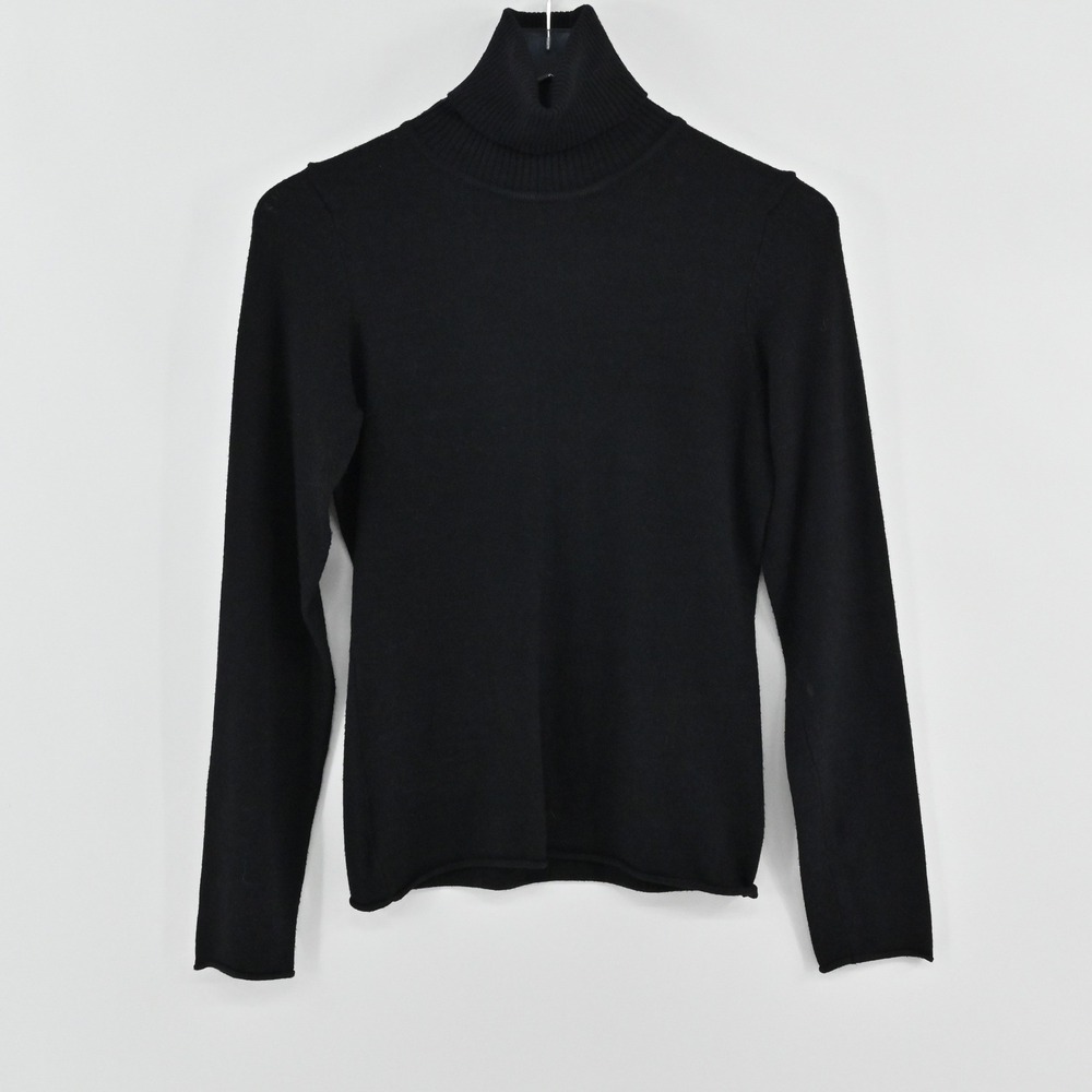 The Limited Turtleneck Sweater Womens Size S Black Ribbed Knit Minimalist Preppy